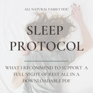 picture of woman asleep on her stomach in bed with text overlay that says sleep protocol